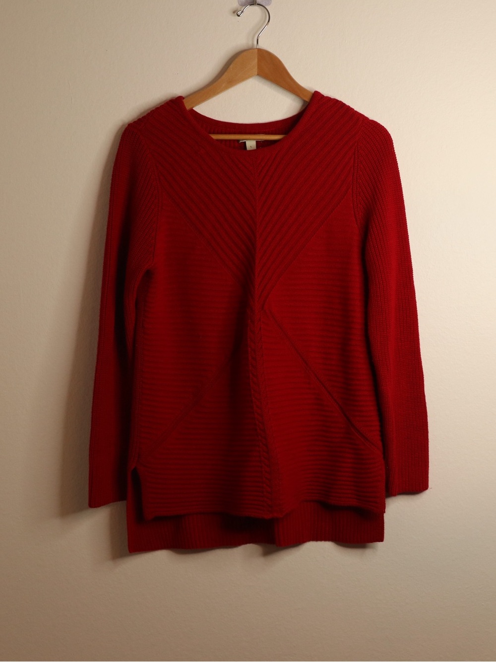 Dana Buchman Red Textured Chevron Knit Sweater Size L